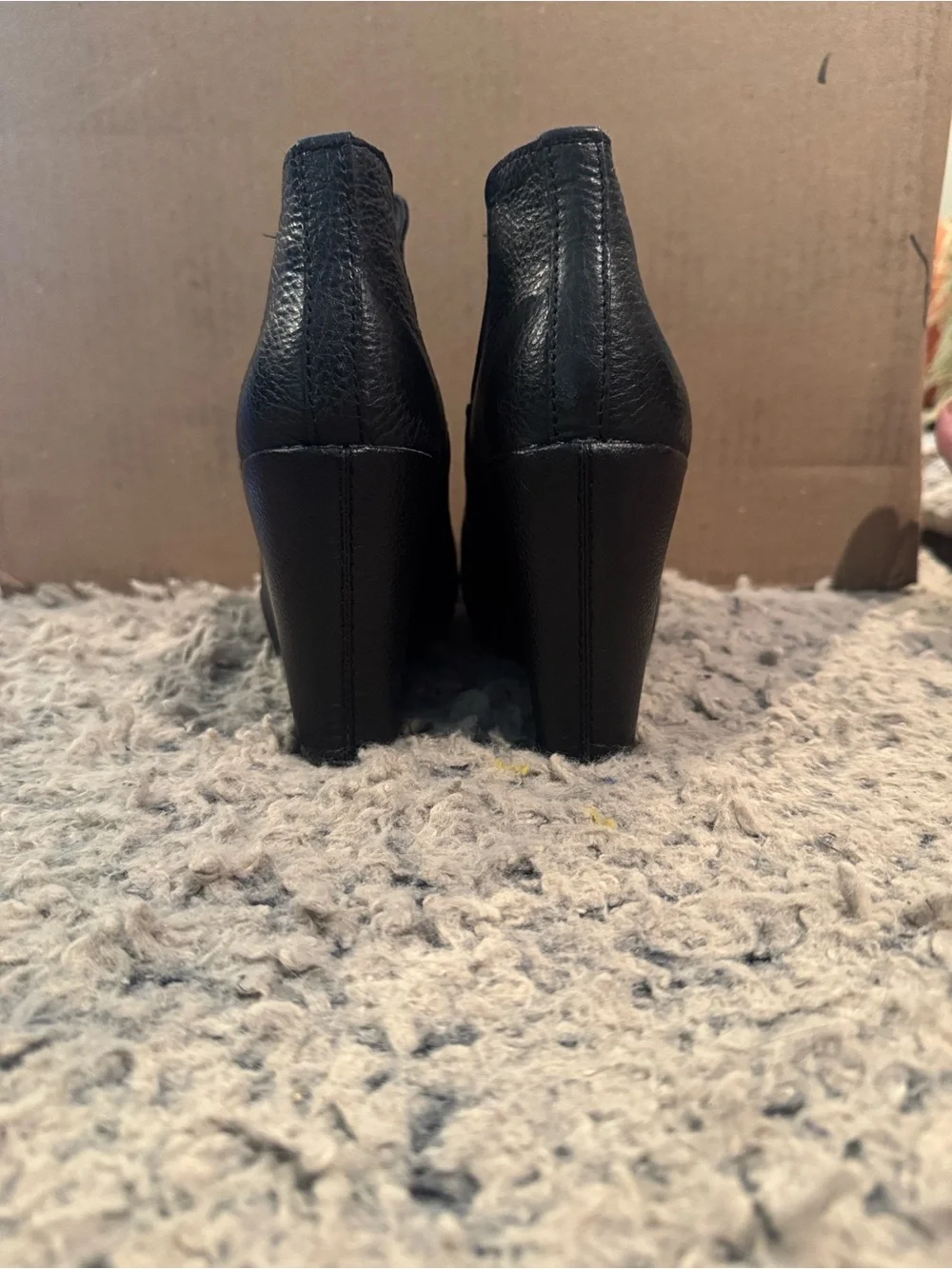 Kork-Ease Black Leather Wedge Booties
